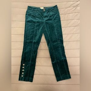Anthropologie the essential slim pant emerald velvet